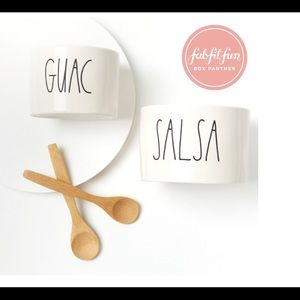 RAE DUNN ARTISAN GUAC + SALSA SET 2 BAMBOO SPOONS